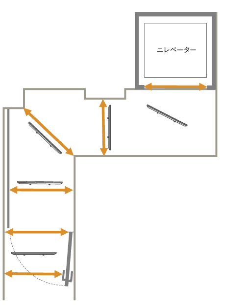 廊下 上から見た搬入図