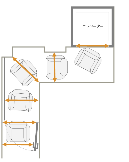 廊下 上から見た搬入図